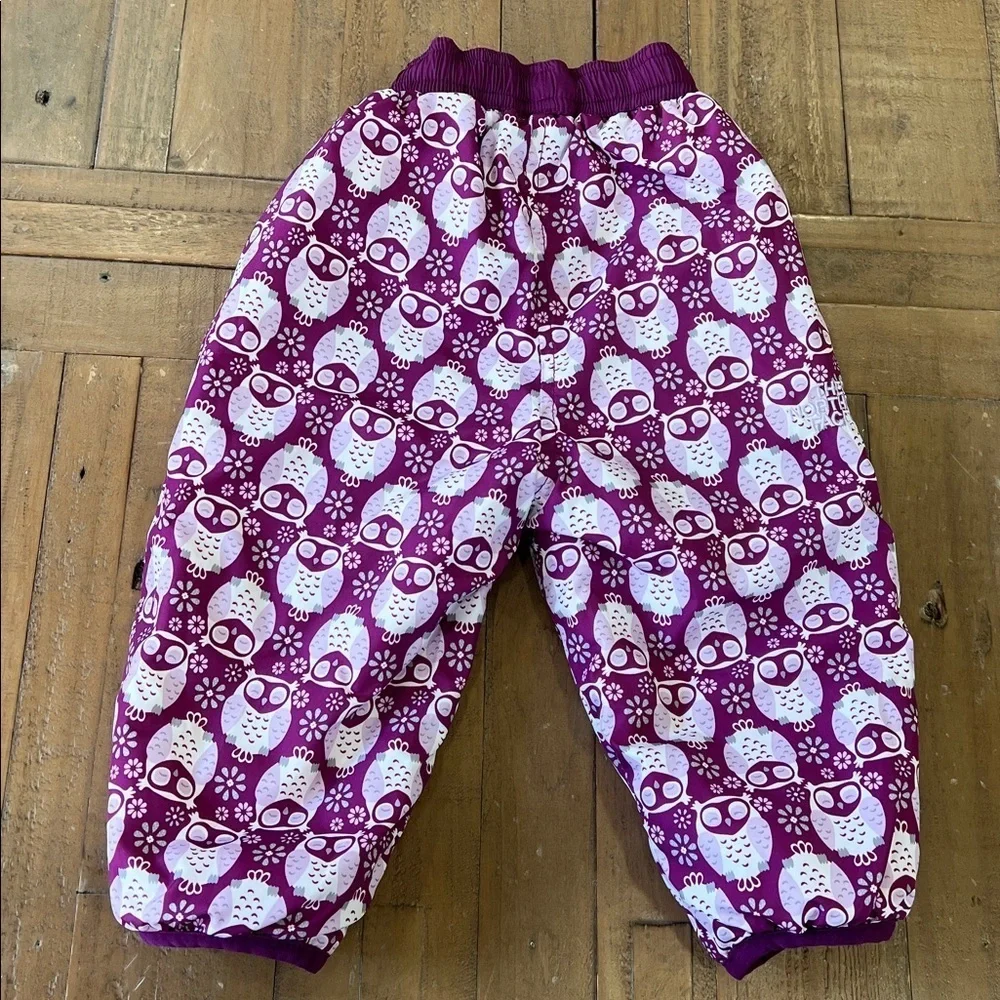 The North Face Perrito reversible snow pants 6-12 months owls berry nwot